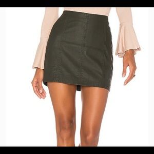 Free People Green Leather skirt